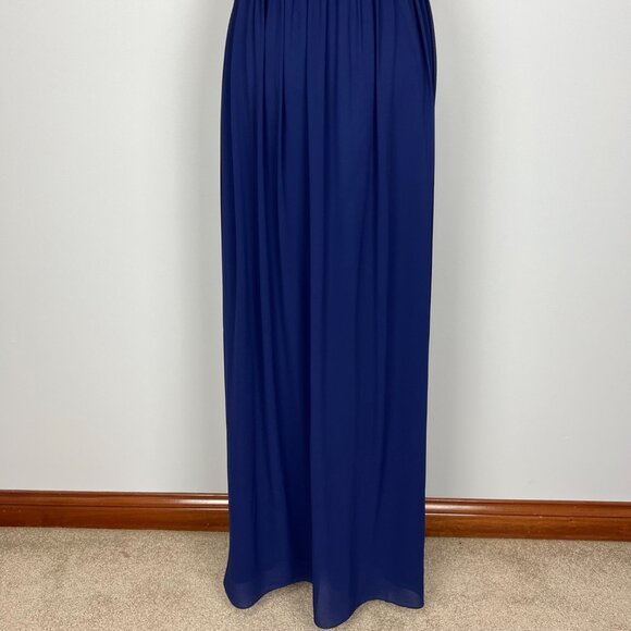 Minuet Womens Blue Strapless Pleated Formal Gown Sequin Bodice Maxi Dress size M - Picture 7 of 13